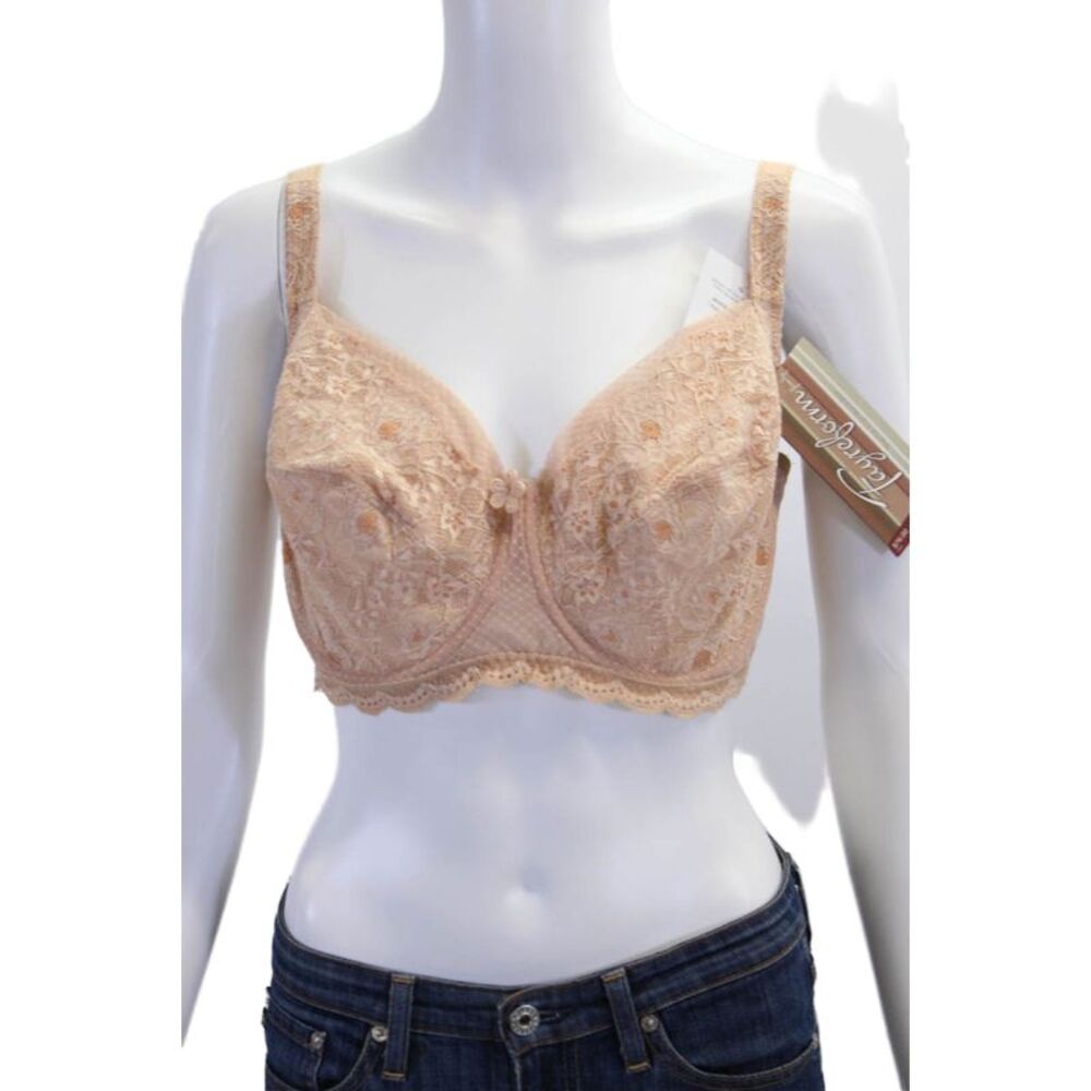 Fayreform Womens Floral Lace Layered Unwire Balconette Bra Pink Size 36G